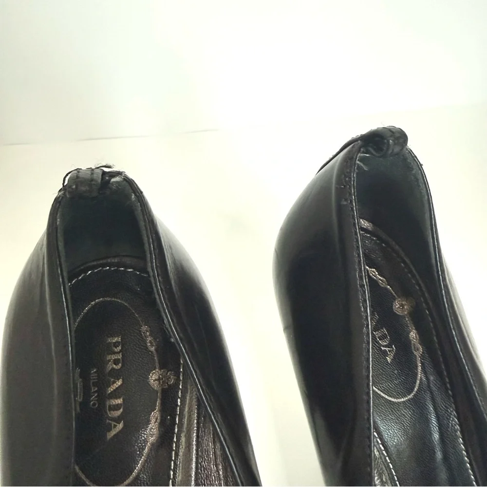 Prada Black Pointed Toe Platform Heels 37.5 - Picture 6 of 11